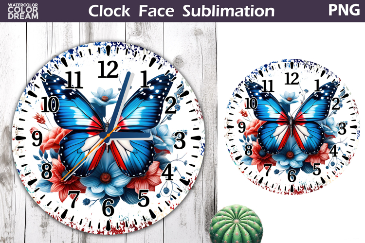 Patriotic Clock Face Sublimation | 4th of July Clock Design