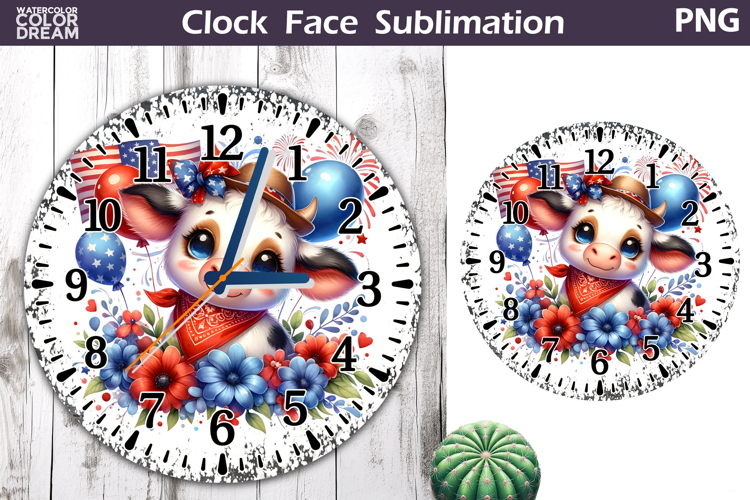 Patriotic Clock Face Sublimation | 4th of July Clock Design