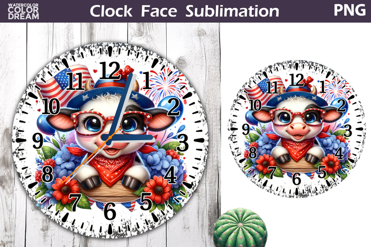 Patriotic Clock Face Sublimation | 4th of July Clock Design