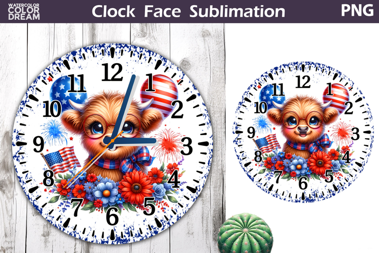 Patriotic Clock Face Sublimation | 4th of July Clock Design