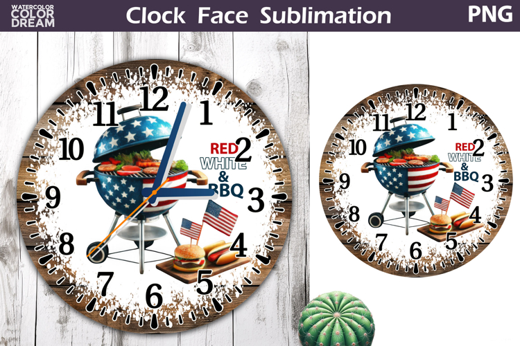 Patriotic Clock Face Sublimation | 4th of July Clock Design
