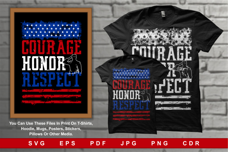 Patriotic Declare Courage Honor Respect American Flag Themes