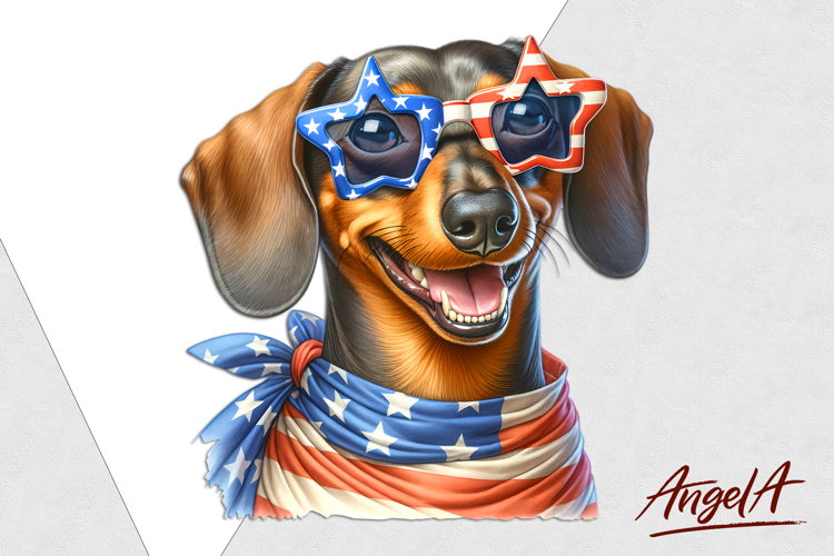 Patriotic dog clipart / USA dog Dachshund PNG