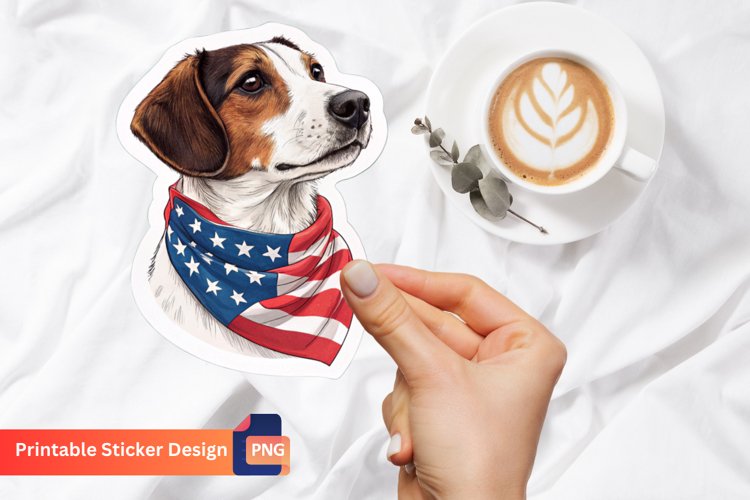 Patriotic Dog Sticker, American Flag Dog Sticker