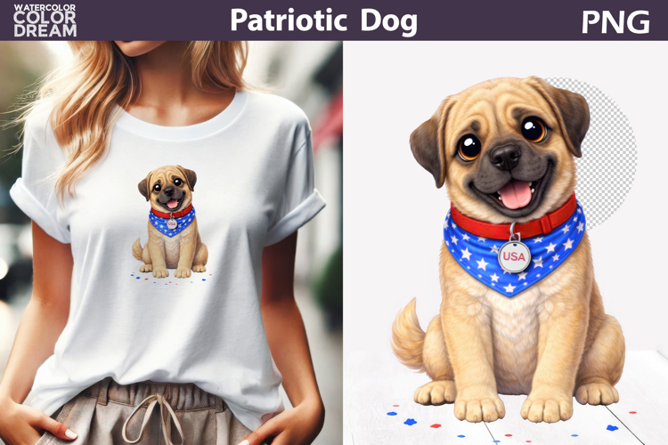 Patriotic Dog Clipart | 4th of July Mastiff