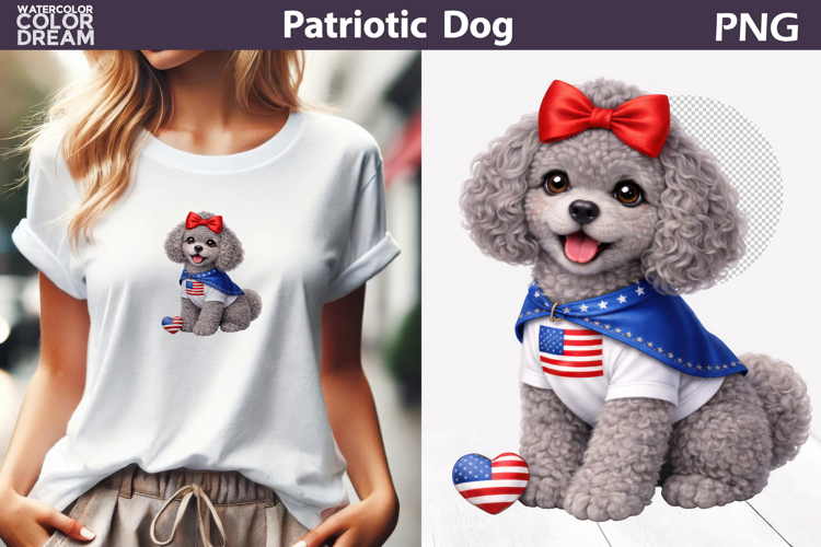 Patriotic Dog Clipart | 4th of July Poodle