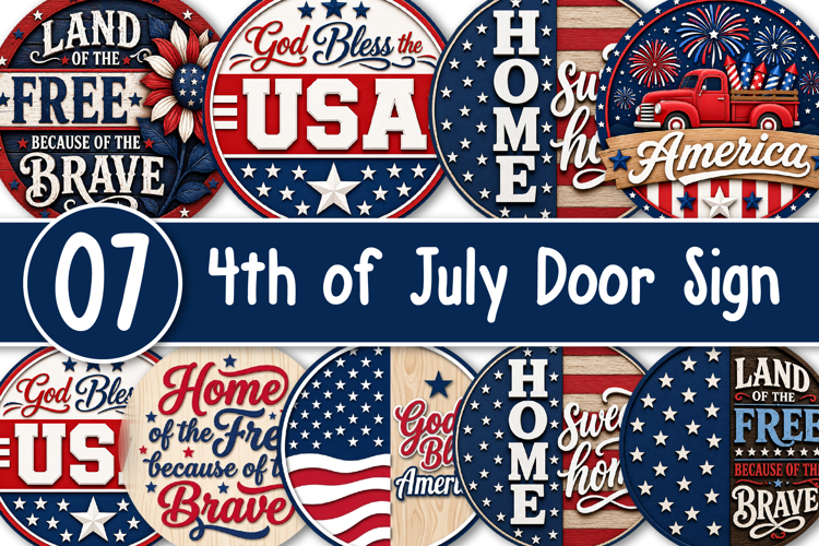 Patriotic Door Sign PNG, 4th of July Door Sign PNG