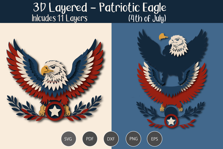 3D Layered Patriotic Eagle