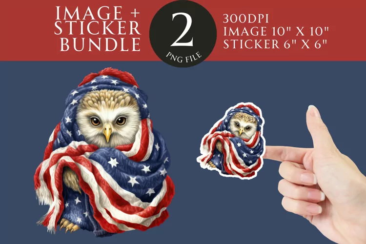 Patriotic Eagle Sticker & Clipart Watercolor PNG