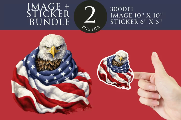 Patriotic Eagle Sticker & Clipart Watercolor PNG