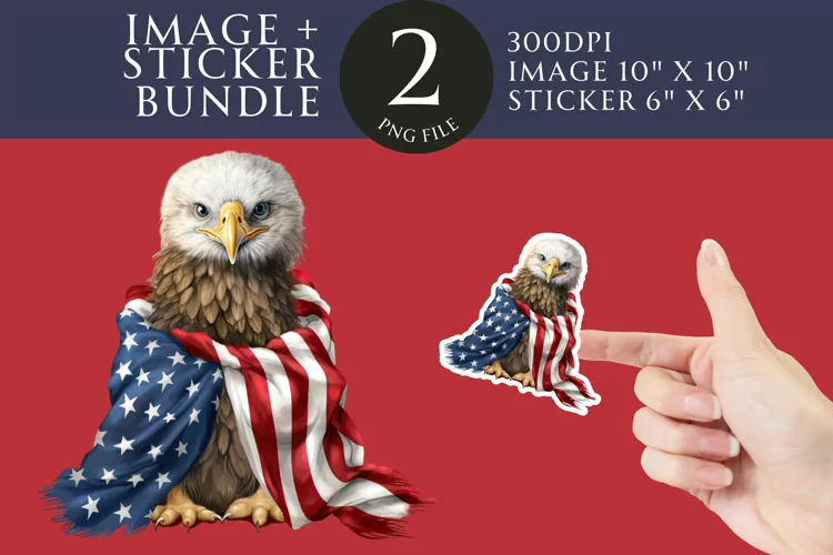 Patriotic Eagle Sticker & Clipart Watercolor PNG