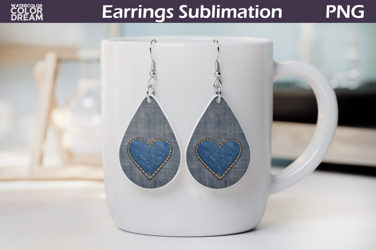 Patriotic Heart Earrings | Denim Sublimation