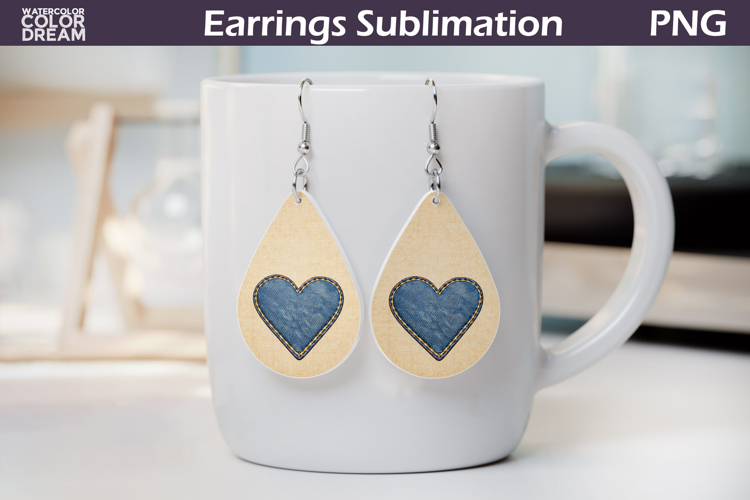 Patriotic Heart Earrings PNG | USA Jewelry Sublimation