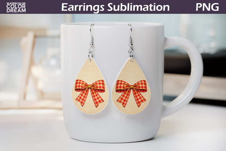 Gingham Bow Earrings | Rustic Sublimation