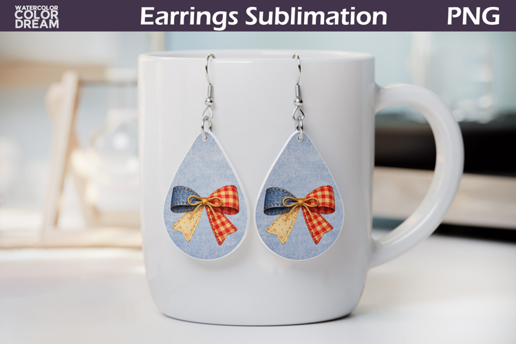 Patriotic Bow Teardrop Earrings