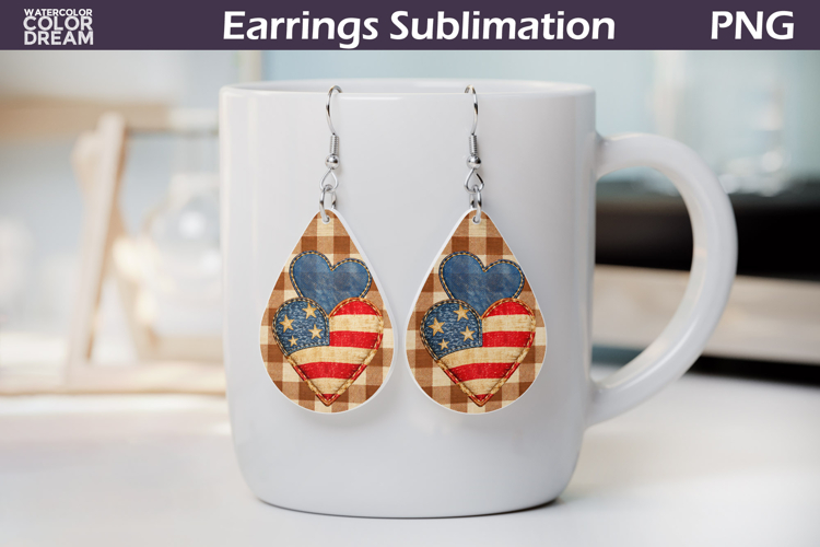 Patriotic Heart Teardrop Earrings | American Flag Earrings example image 1