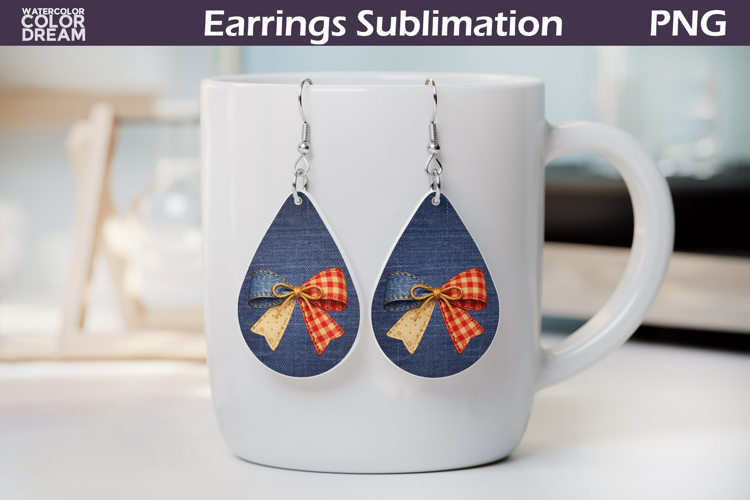 Patriotic Bow Earrings | Teardrop Earring Sublimation