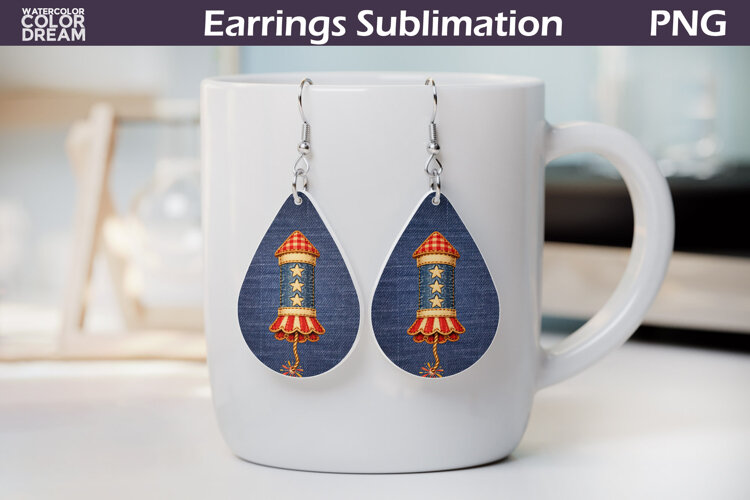 Patriotic Firework Teardrop Earrings | USA Earrings example image 1