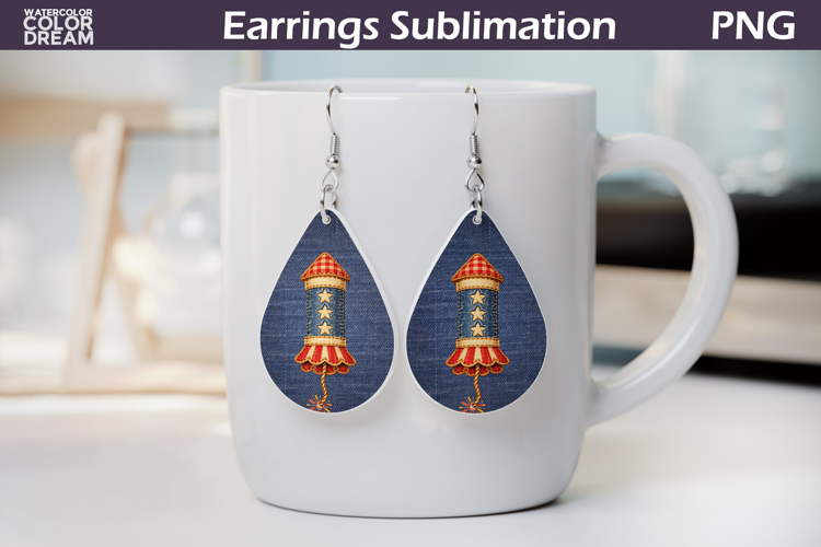 Patriotic Firework Teardrop Earrings | USA Earrings