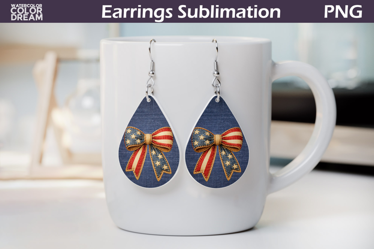 Patriotic Bow Teardrop Earrings | American Flag Earrings