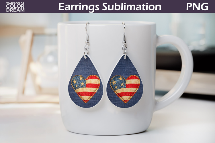 Patriotic Heart Teardrop Earrings | American Flag Earrings