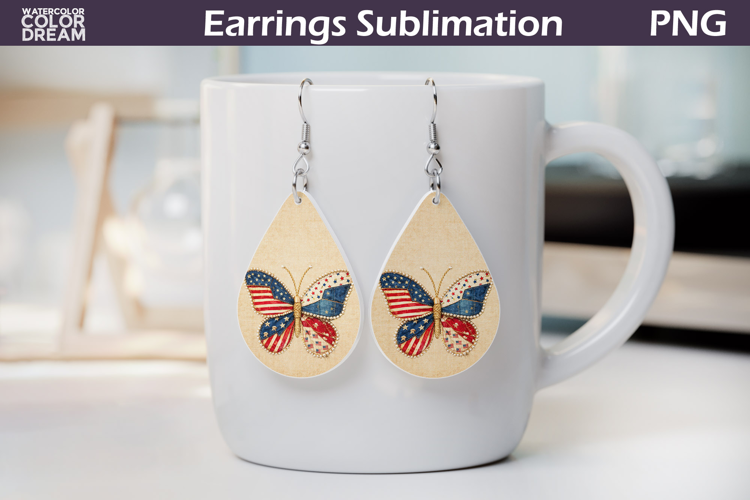 Patriotic Butterfly Teardrop Earrings | Fourth of July