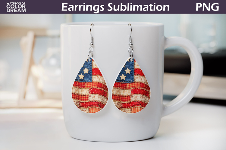 American Flag Teardrop Earring Sublimation