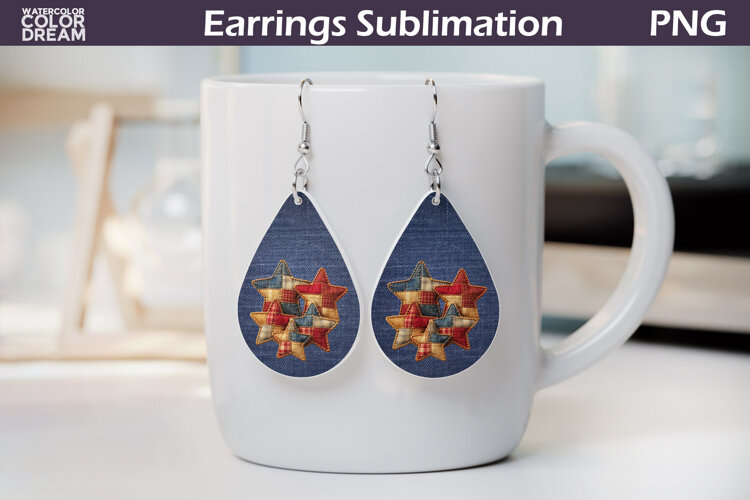 Patriotic Bow Teardrop Earrings | American Flag Earrings example image 1