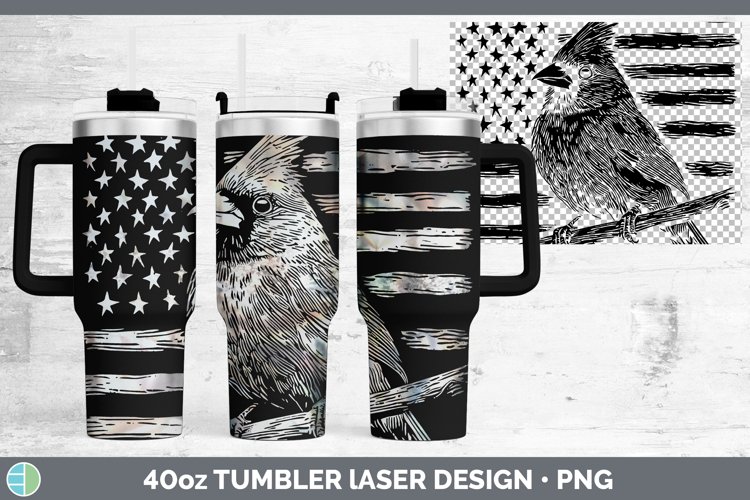 Patriotic Flag Cardinal Laser 40oz Tumbler Sublimation Tumbl