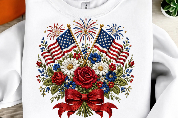 Patriotic Floral Bouquet PNG Design