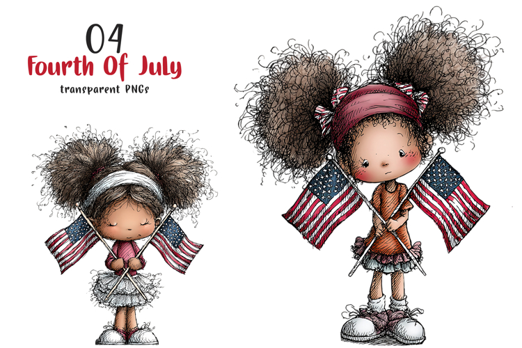 Patriotic 4th Of July Quirky Girls Clipart