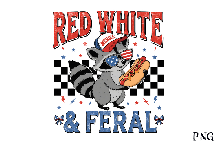 Patriotic Funny Raccoon 4th of July PNG
