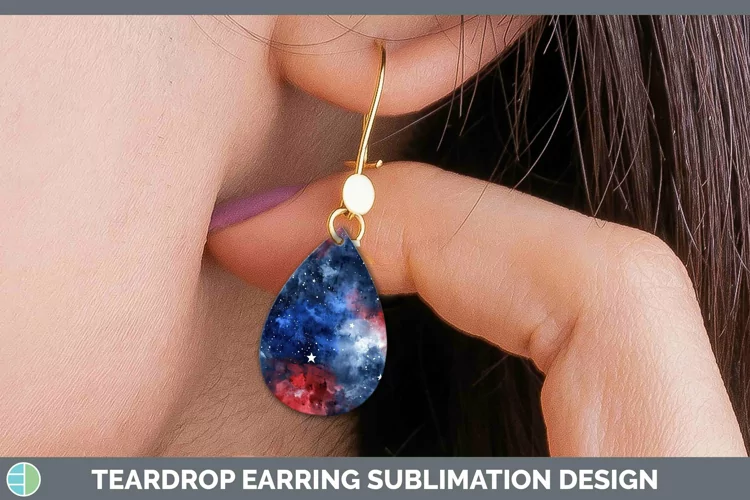 Patriotic Galaxy Teardrop Earrings Sublimation Earrings Desi