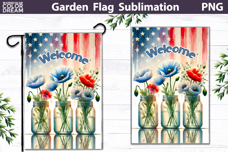 Patriotic Garden Flag Design | Memorial Day Sublimation PNG