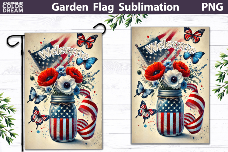 Patriotic Garden Flag Design | Memorial Day Sublimation PNG