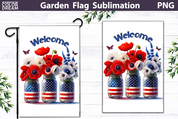 Patriotic Garden Flag Design | Memorial Day Sublimation PNG