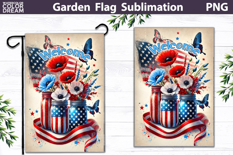 Patriotic Garden Flag Design | Memorial Day Sublimation PNG