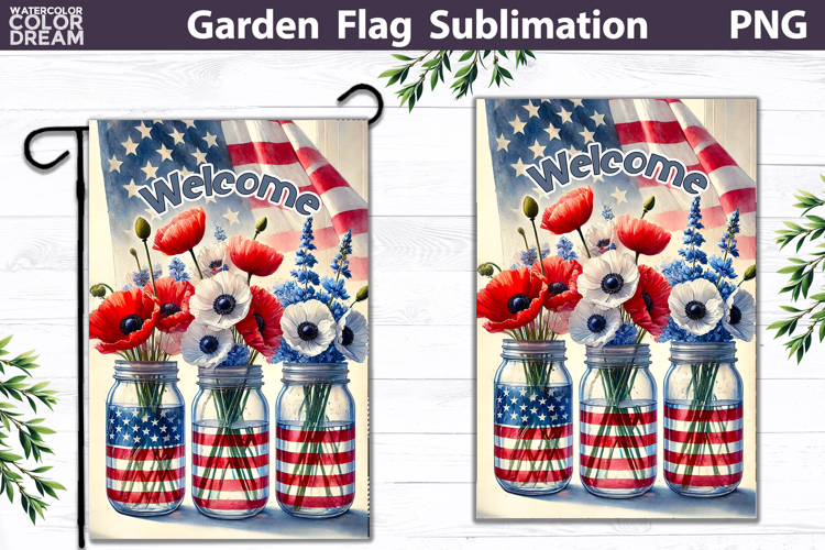 Patriotic Garden Flag Design | Memorial Day Sublimation PNG