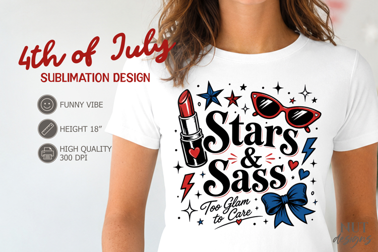 Patriotic t-shirt, 4th of July sublimation Stars & Sass example image 1