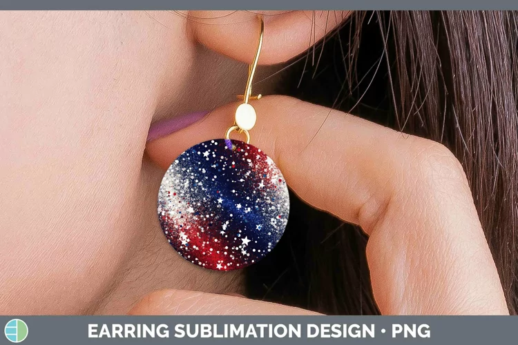 Patriotic Glitter Round Earrings | Sublimation Earrings Desi