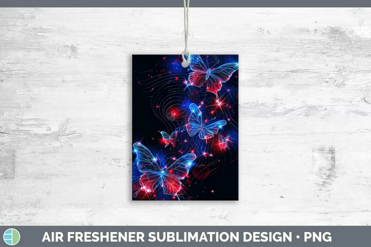 Patriotic Glow Butterflies Air Freshener | Sublimation Car F