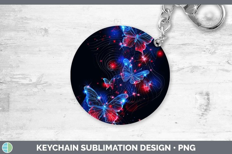 Patriotic Glow Butterflies Keychain | Sublimation Keyring De