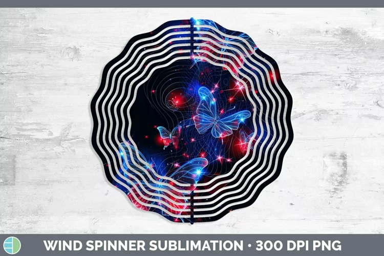 Patriotic Glow Butterflies Wind Spinner Sublimation Spinner