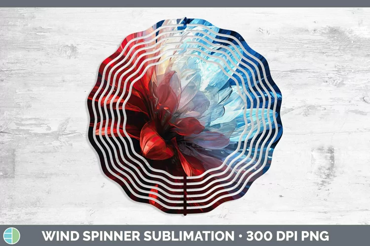 Patriotic Glow Flowers Wind Spinner Sublimation Spinner Desi