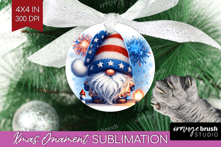 4th Of July Gnome Ornament PNG - Patriotic PNG Sublimation