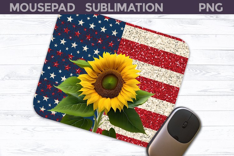 Patriotic Sunflower Mouse Pad American Flag Mousepad