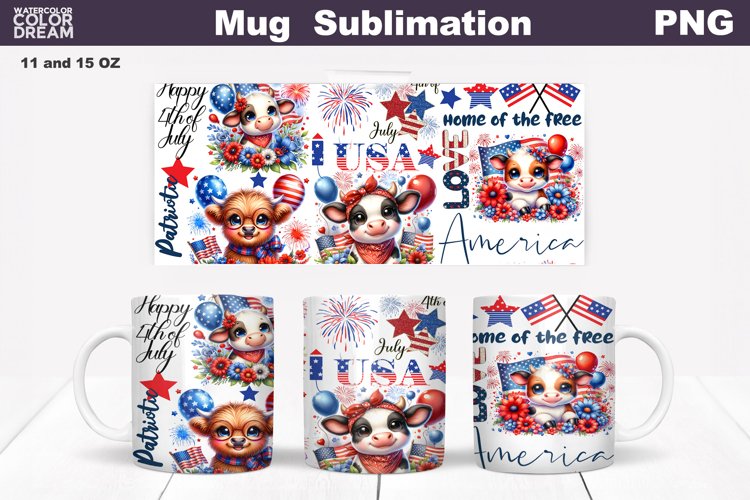 Patriotic Mug Sublimation | 4th of July Mug Wrap example image 1