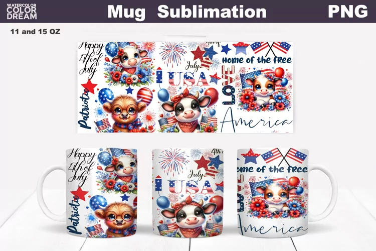 Patriotic Mug Sublimation | 4th of July Mug Wrap