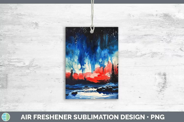 Patriotic Northern Lights Air Freshener | Sublimation Car Fr