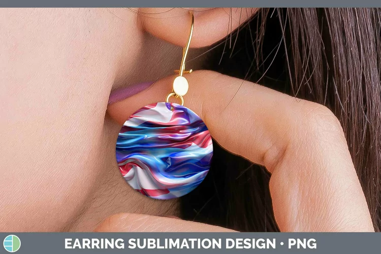 Patriotic Opalescent Round Earrings | Sublimation Earrings D